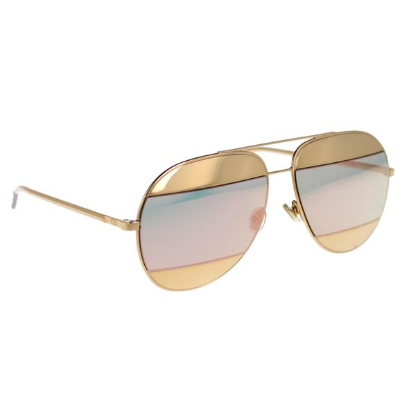 Christian Dior CD mirrored split gold aviator sunglasses 😎 with case Italy made - Picture 9 of 16